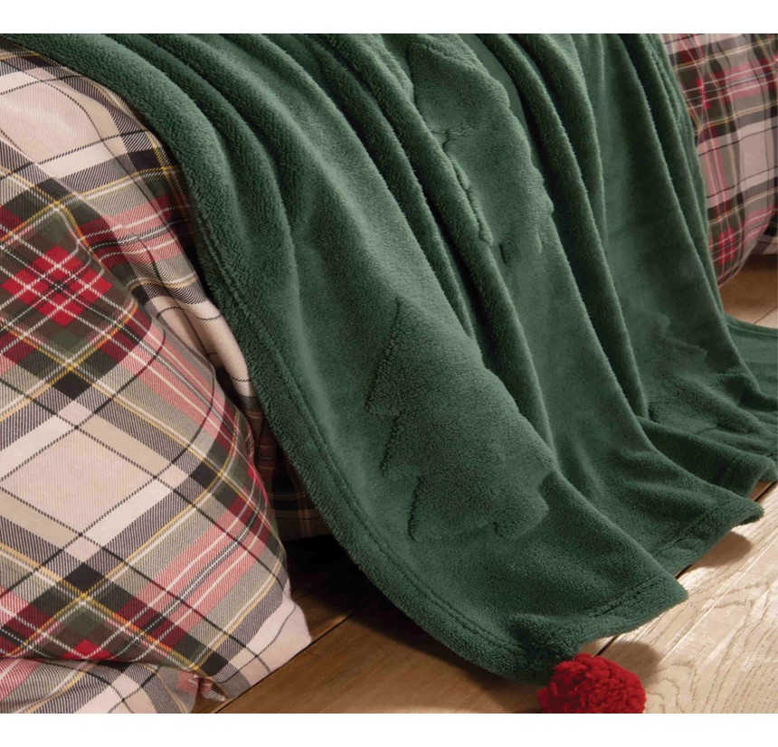 Χριστουγεννιάτικη Κουβέρτα - Διακοσμητικό Ριχτάρι 130x180 Nef-Nef Trees Of Joy Green