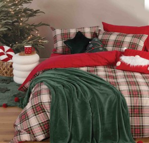 Χριστουγεννιάτικη Κουβέρτα - Διακοσμητικό Ριχτάρι 130x180 Nef-Nef Trees Of Joy Green