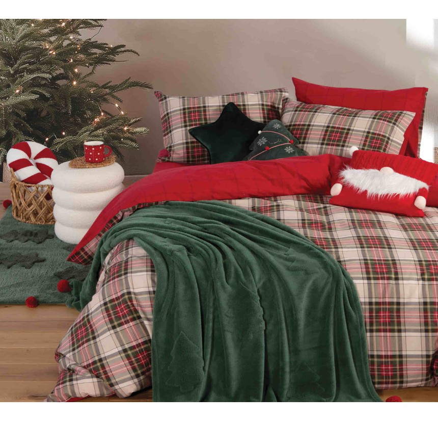 Χριστουγεννιάτικη Κουβέρτα - Διακοσμητικό Ριχτάρι 130x180 Nef-Nef Trees Of Joy Green