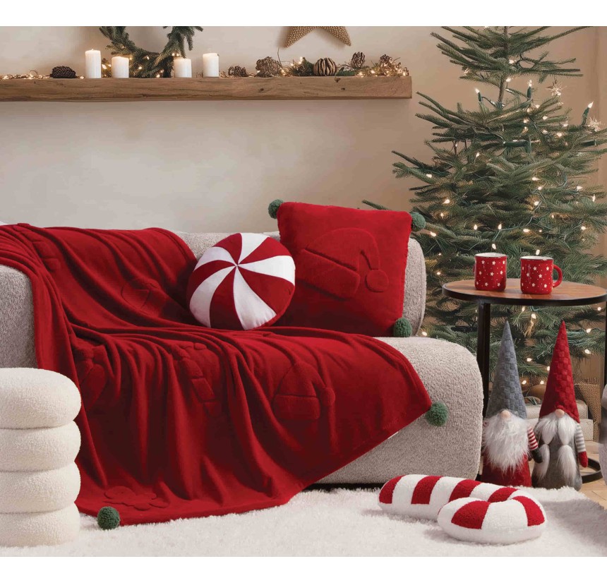 Χριστουγεννιάτικη Κουβέρτα - Διακοσμητικό Ριχτάρι 130x180 Nef-Nef Sweet Christmas Red