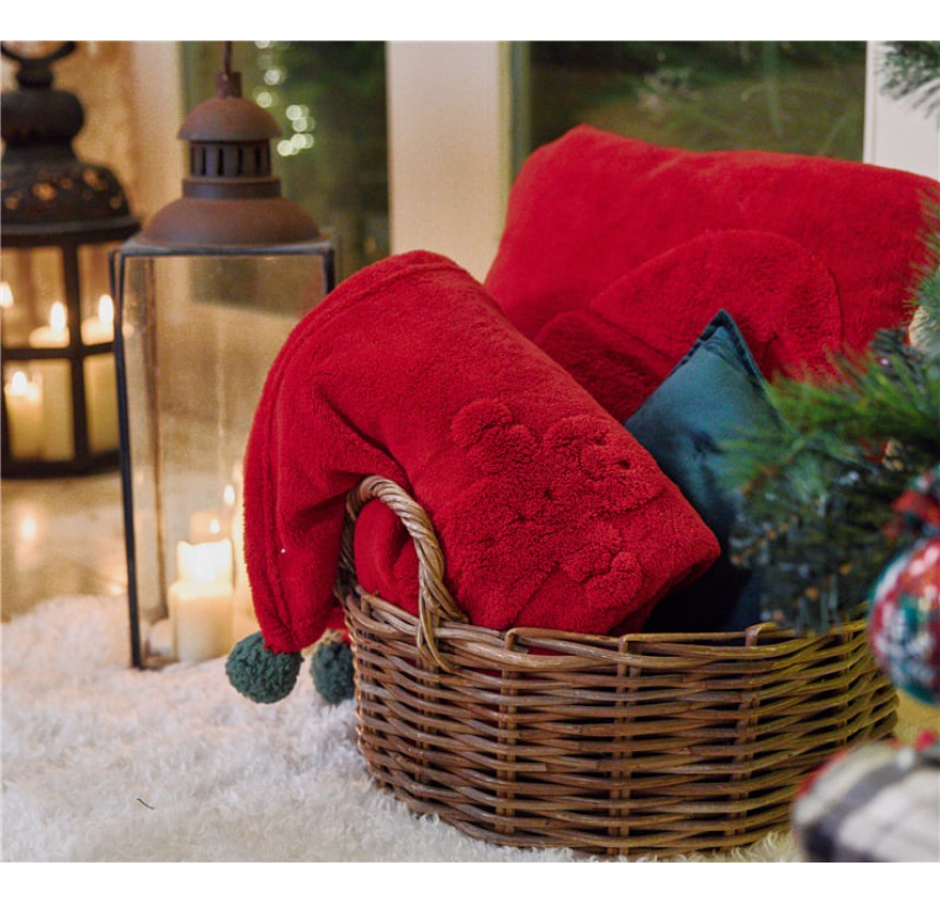 Χριστουγεννιάτικη Κουβέρτα - Διακοσμητικό Ριχτάρι 130x180 Nef-Nef Sweet Christmas Red