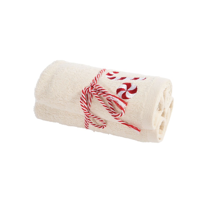 Χριστουγεννιάτικες Πετσέτες Σετ 2τμχ Nef-Nef Sweet Christmas Ecru