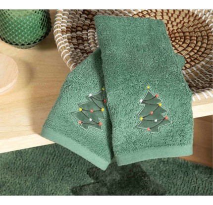 Χριστουγεννιάτικες Πετσέτες Σετ 2τμχ Nef-Nef Trees Of Joy Green