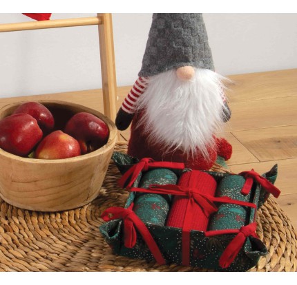 Χριστουγεννιάτικο Καλάθι με Ποτηρόπανα Σετ 3τμχ Nef-Nef Leaves Multi Χριστουγεννιάτικο Καλάθι με Ποτηρόπανα Σετ 3τμχ Nef-Nef Leaves Multi