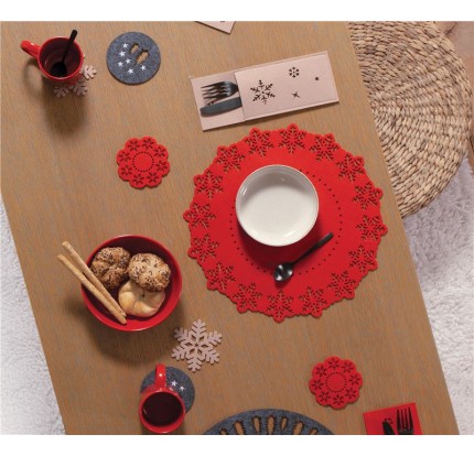 Χριστουγεννιάτικο Σουπλά D.38 Σετ 2 τμχ Nef - Nef Snow Felt Red Χριστουγεννιάτικο Σουπλά D.38 Σετ 2 τμχ Nef - Nef Snow Felt Red