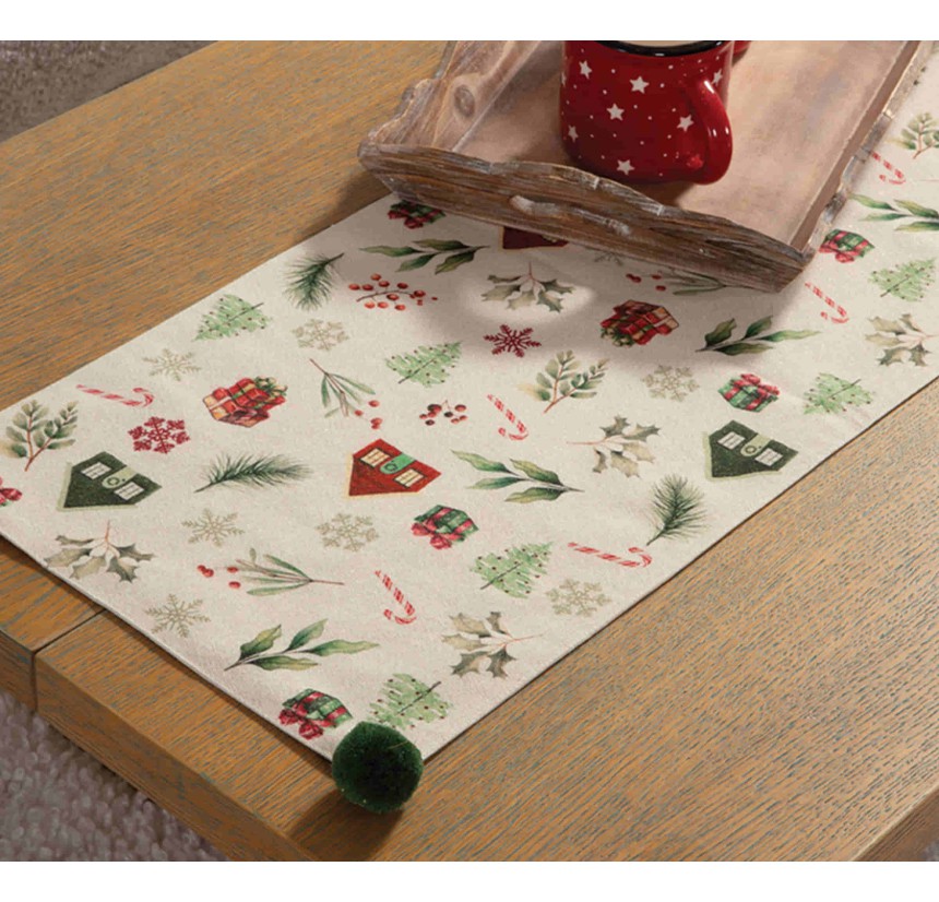 Χριστουγεννιάτικη Τραβέρσα 33x 150 Nef- Nef White Christmas Ecru Χριστουγεννιάτικη Τραβέρσα 33x 150 Nef- Nef White Christmas Ecru