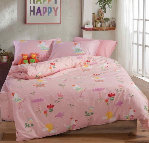 Παιδικά Σεντόνια Μονά (Σετ) Nef - Nef Birds Mania Pink