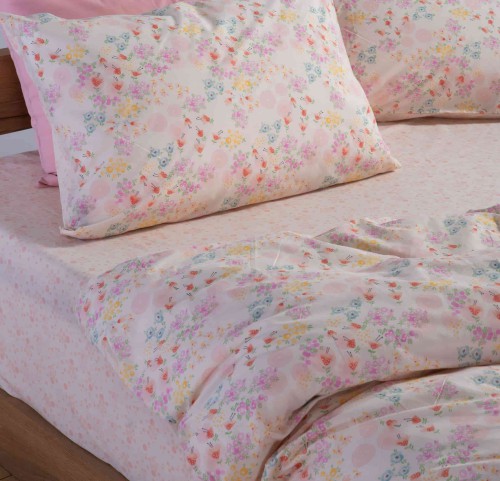 Παιδικά Σεντόνια Μονά (Σετ) Nef - Nef Blossom Day Light Pink