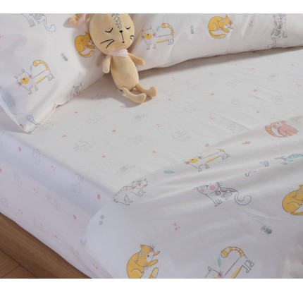 Παιδικά Σεντόνια Μονά (Σετ) Nef - Nef Cat Life Ecru