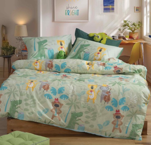 Παιδικά Σεντόνια Μονά (Σετ) Nef - Nef Jungle Music Green