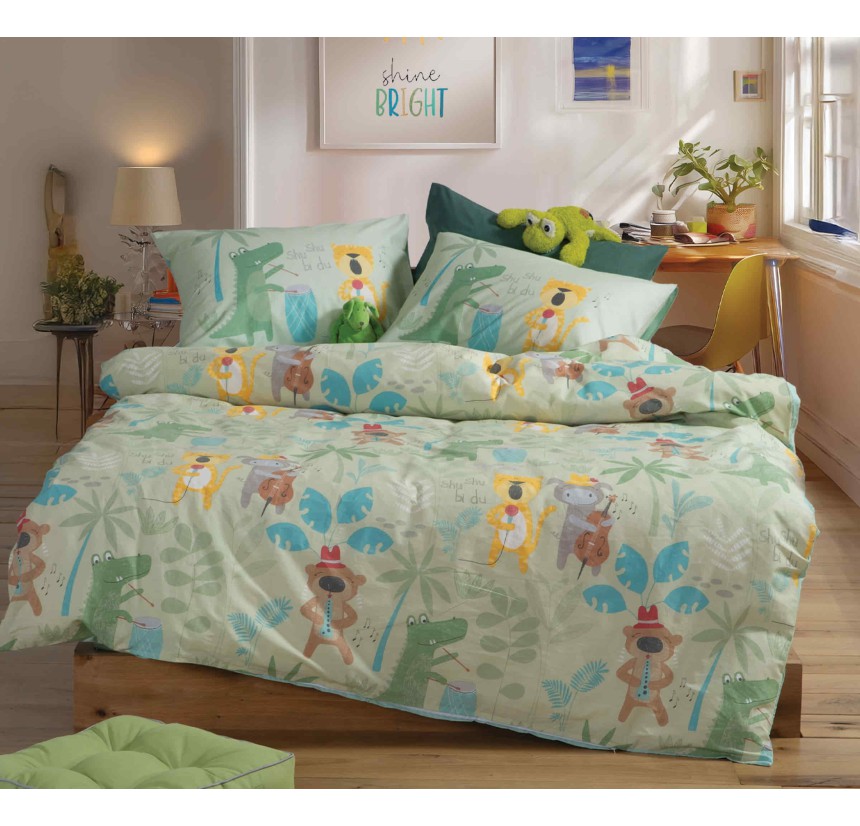 Παιδικά Σεντόνια Μονά (Σετ) Nef - Nef Jungle Music Green