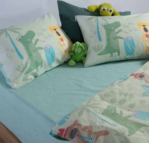 Παιδικά Σεντόνια Μονά (Σετ) Nef - Nef Jungle Music Green