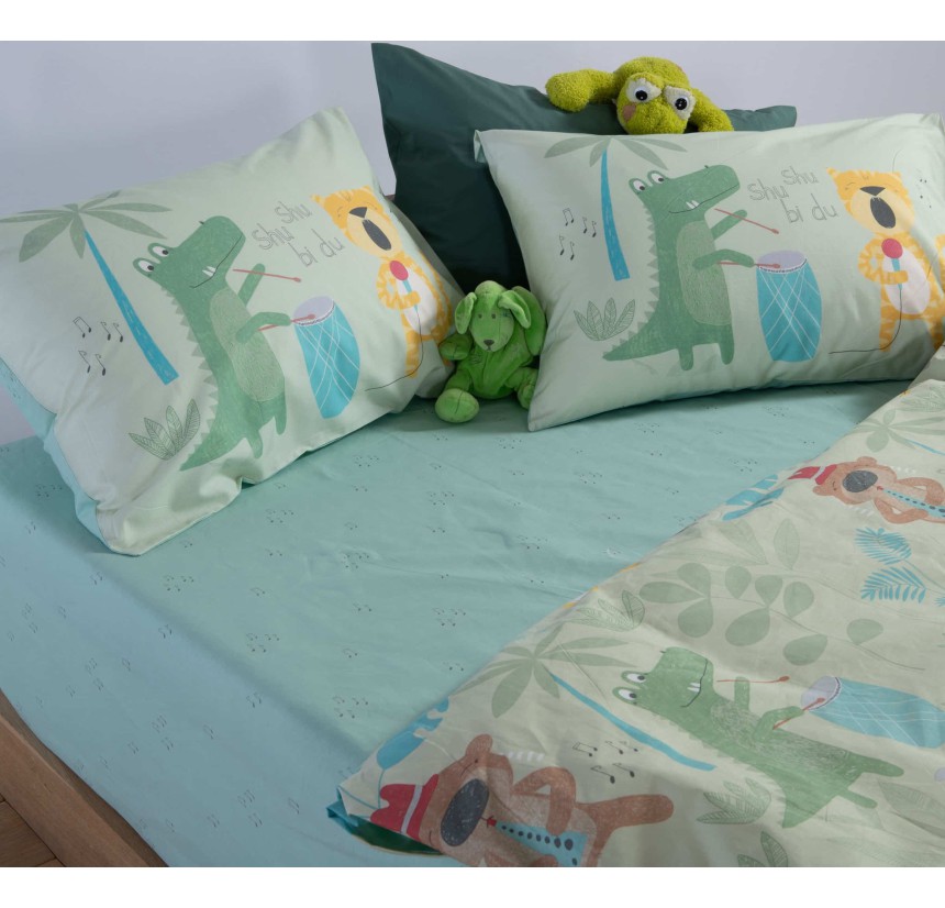 Παιδικά Σεντόνια Μονά (Σετ) Nef - Nef Jungle Music Green