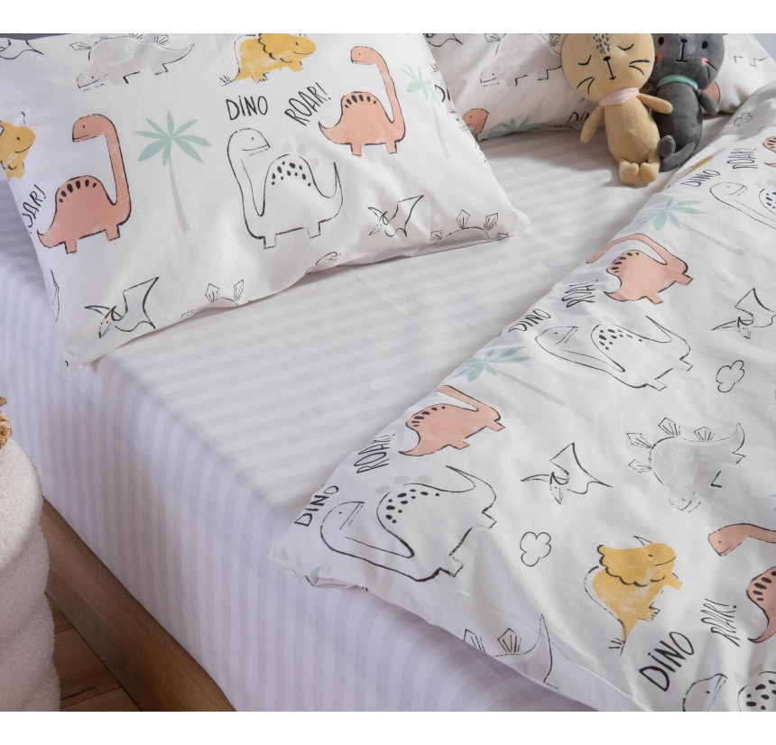 Παιδικά Σεντόνια Μονά (Σετ) Nef - Nef Dinosaur Art Ecru