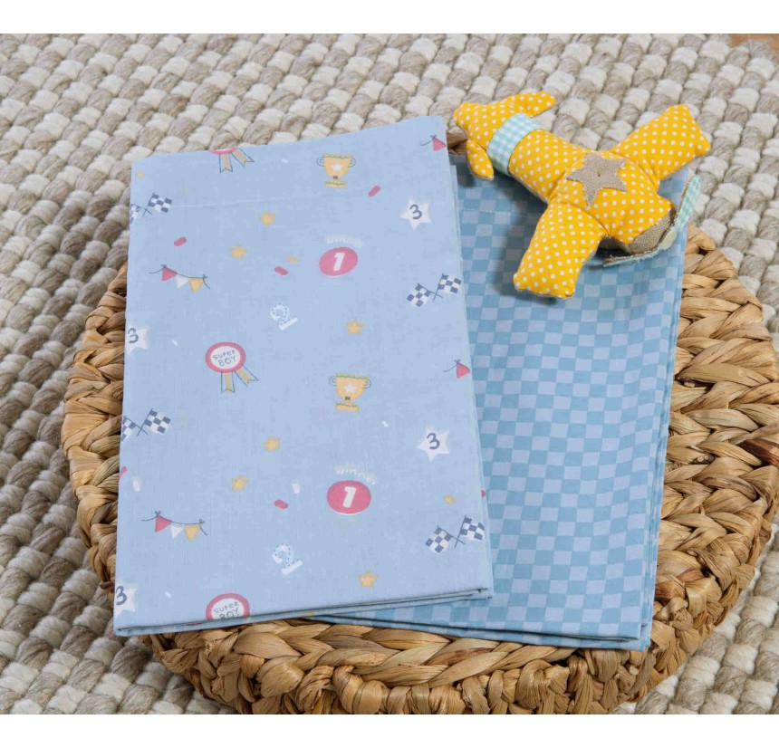 Σεντόνια Λίκνου (Σετ) Nef-Nef Super Boy Blue