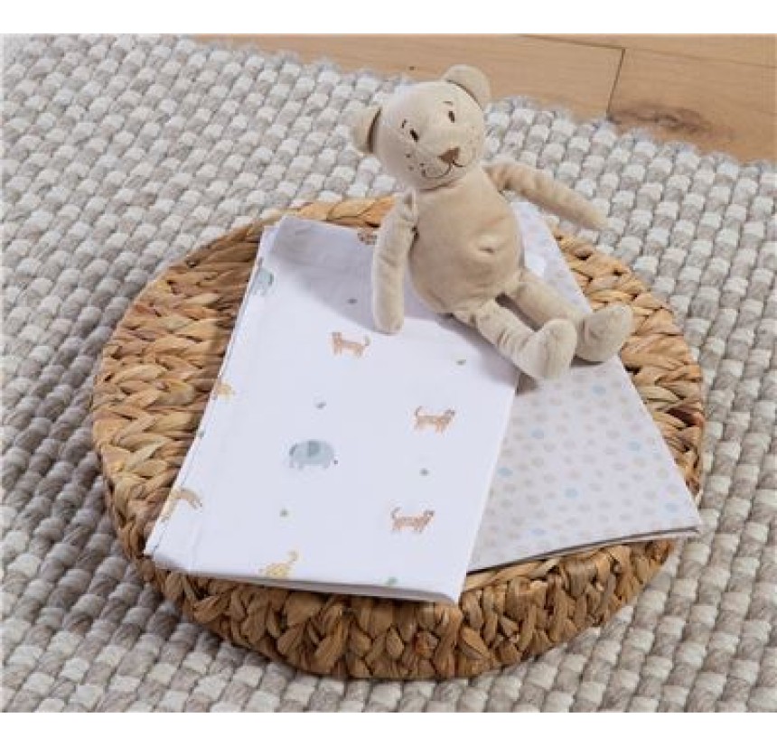 Σεντόνια Λίκνου (Σετ) Nef-Nef Jungle In Motion Ecru