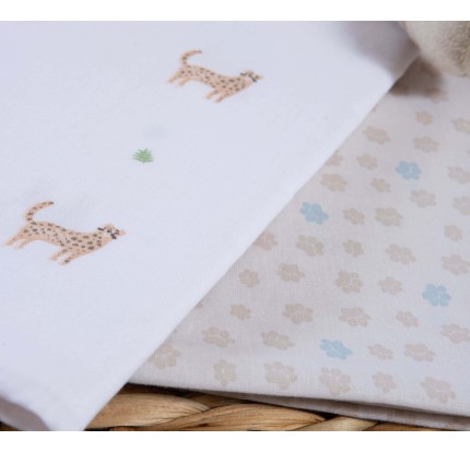 Σεντόνια Λίκνου (Σετ) Nef-Nef Jungle In Motion Ecru