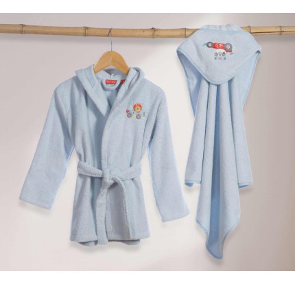 Βρεφικό Μπουρνούζι Με Κουκούλα Nef-Nef Super Boy Light Blue