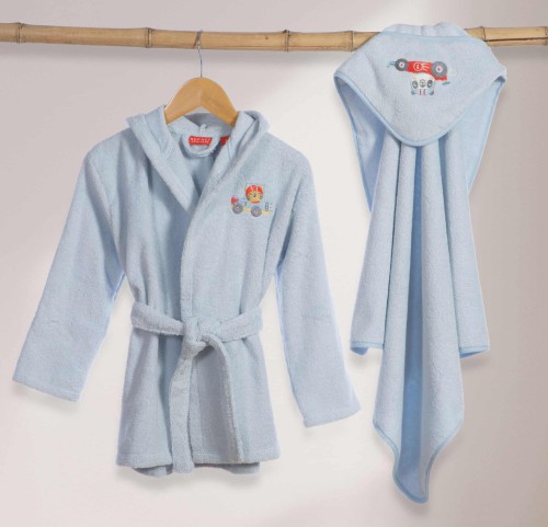 Βρεφικό Μπουρνούζι Με Κουκούλα Nef-Nef Super Boy Light Blue