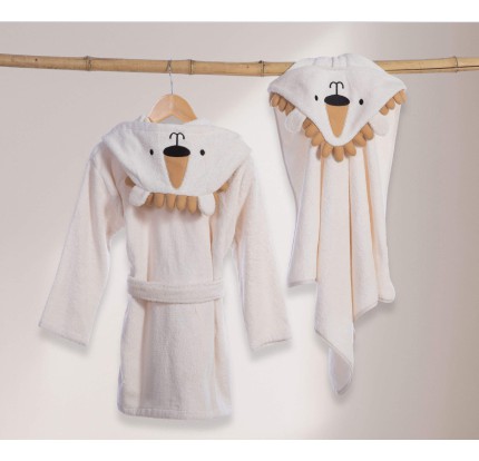 Βρεφικό Μπουρνούζι Με Κουκούλα Nef-Nef Jungle In Motion Ecru