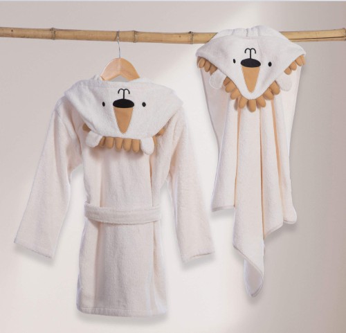 Βρεφικό Μπουρνούζι Με Κουκούλα Nef-Nef Jungle In Motion Ecru