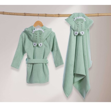 Βρεφικό Μπουρνούζι Με Κουκούλα Nef-Nef Savana Cameo Green