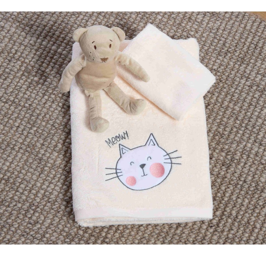 Παιδικές Πετσέτες Σετ (2τμχ) Nef- Nef Cat Life Ecru