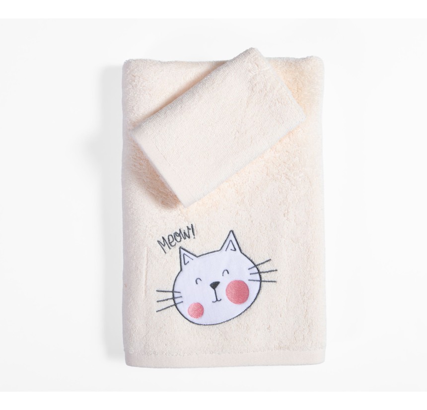 Παιδικές Πετσέτες Σετ (2τμχ) Nef- Nef Cat Life Ecru