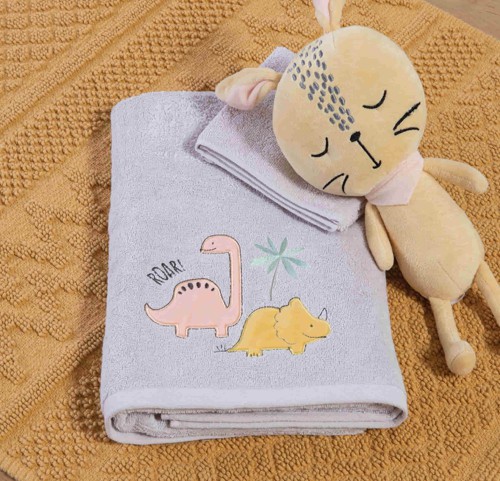 Παιδικές Πετσέτες Σετ (2τμχ) Nef- Nef Dinosaur Art Wind Grey