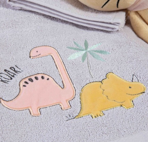 Παιδικές Πετσέτες Σετ (2τμχ) Nef- Nef Dinosaur Art Wind Grey
