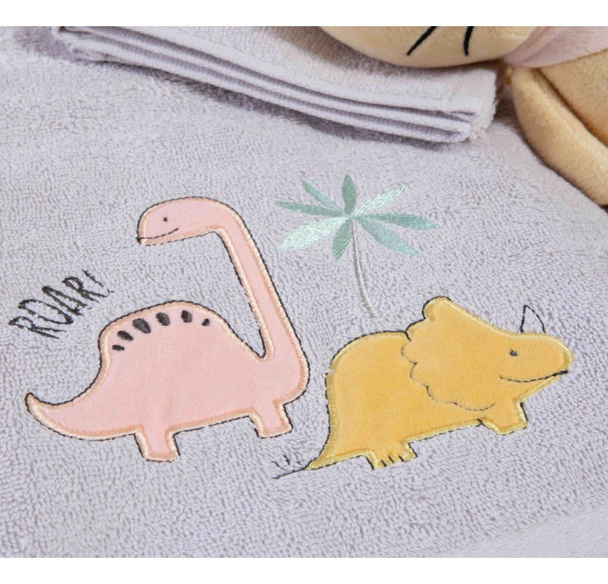 Παιδικές Πετσέτες Σετ (2τμχ) Nef- Nef Dinosaur Art Wind Grey