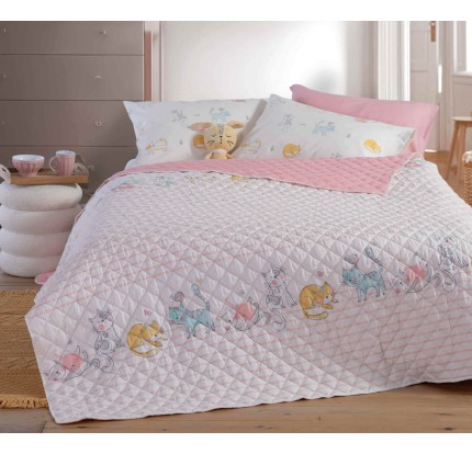 Κουβερλί Μονό Nef - Nef Cat Life Ecru/ Pink