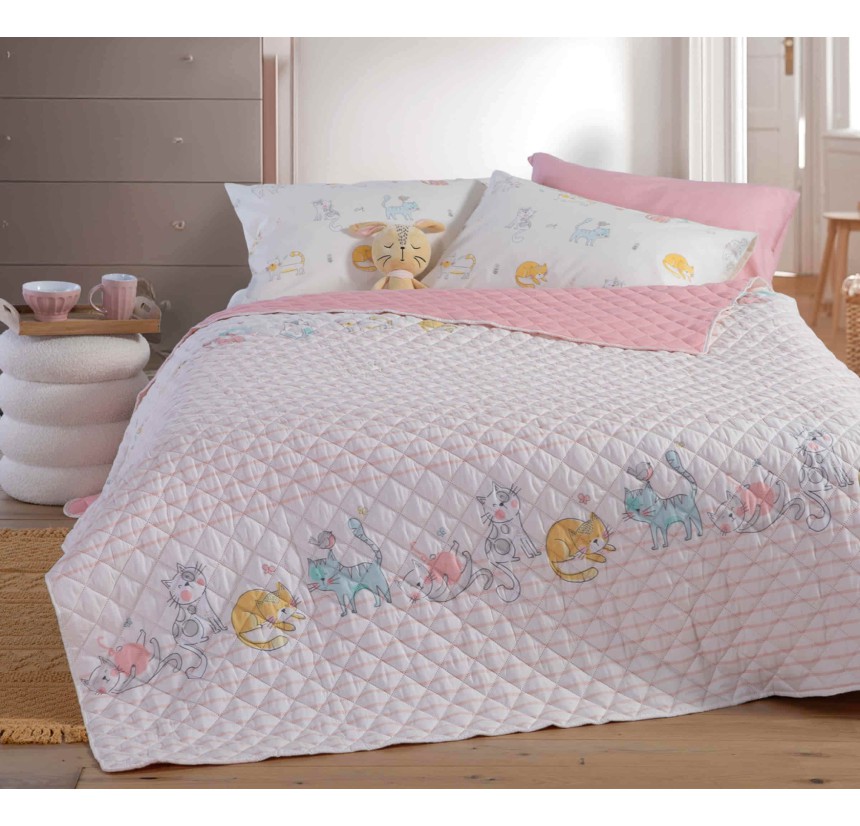 Κουβερλί Μονό Nef - Nef Cat Life Ecru/ Pink