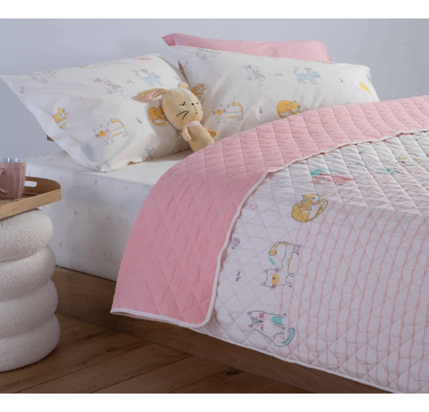 Κουβερλί Μονό Nef - Nef Cat Life Ecru/ Pink