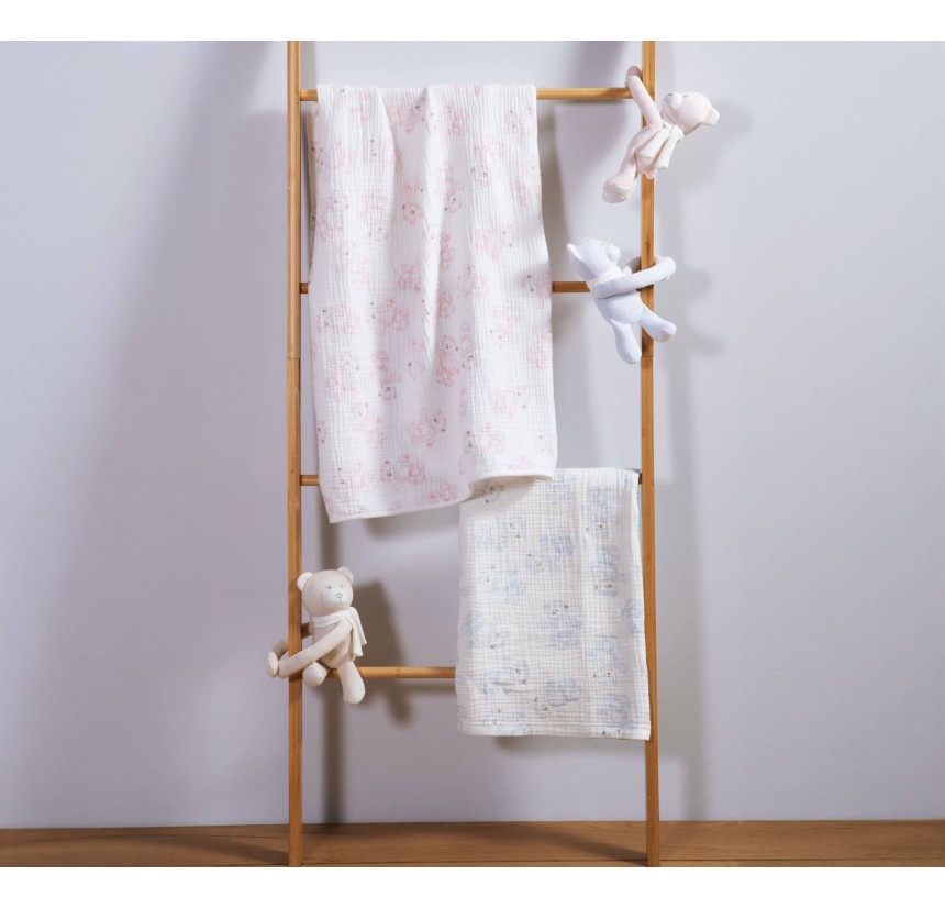 Κουβερτάκι Αγκαλιάς 75x100 Με Αρκουδάκι Teddy Nef-Nef Light Blue