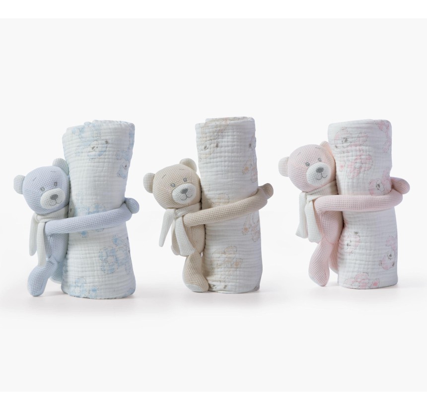 Κουβερτάκι Αγκαλιάς 75x100 Με Αρκουδάκι Teddy Nef-Nef Light Blue