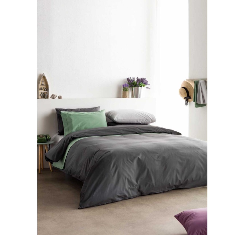 Παπλωματοθήκη King Size Μονόχρωμη Vesta Home Synthesis-502 Dark Grey