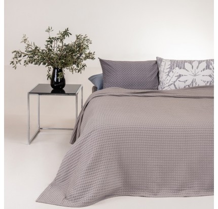 Κουβέρτα Πικέ King Size Βαμβακερή Light Grey Κουβέρτα Πικέ King Size Βαμβακερή Light Grey