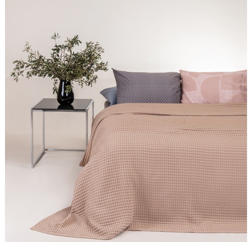 Κουβέρτα Πικέ King Size Βαμβακερή Beige Κουβέρτα Πικέ King Size Βαμβακερή Beige
