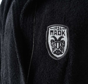 Μπουρνούζι Ενηλίκων με Κουκούλα Vesta Paok Μαύρο XLarge