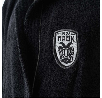 Μπουρνούζι Ενηλίκων με Κουκούλα Vesta Paok Μαύρο Large