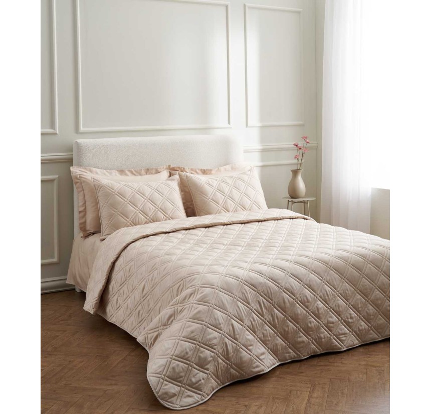 Κουβερλί King Size Βαμβακοσατέν Vesta Athena-303 Beige