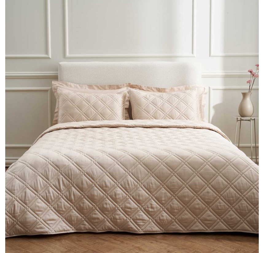 Κουβερλί King Size Βαμβακοσατέν Vesta Athena-303 Beige