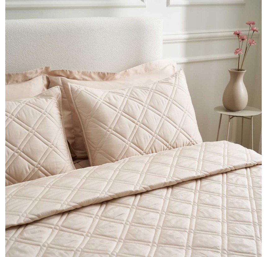 Κουβερλί King Size Βαμβακοσατέν Vesta Athena-303 Beige
