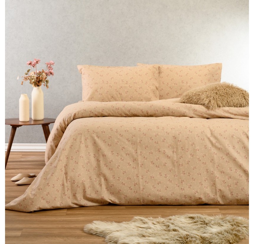Σεντόνια Μονά (Σετ) Φανελένια Melinen Fay Beige
