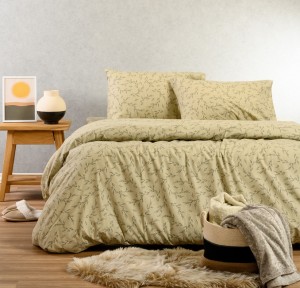 Σεντόνια Μονά (Σετ) Φανελένια Melinen Poppy Pastel Olive