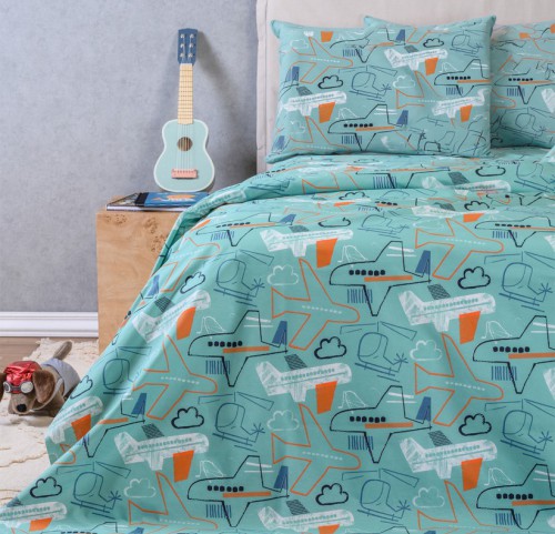 Σεντόνια Μονά με Λάστιχο (Σετ) Melinen Kids Line Planeur