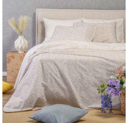 Σεντόνια Διπλά (Σετ) Melinen Ultra Line Coral Light Grey