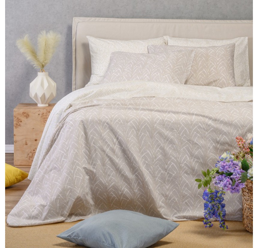 Σεντόνια Διπλά (Σετ) Melinen Ultra Line Coral Light Grey