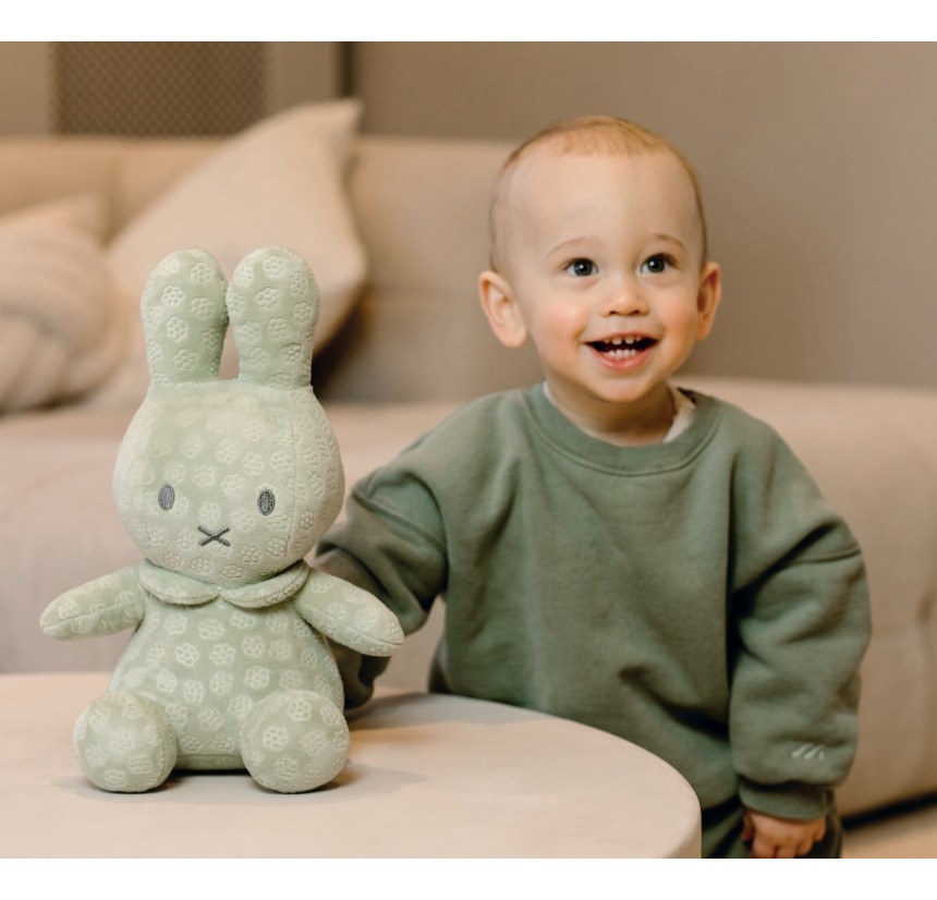 Λούτρινο Miffy Flolwers Βελουτέ Πράσινο 30cm με Εσωτερικό Κουδουνάκι